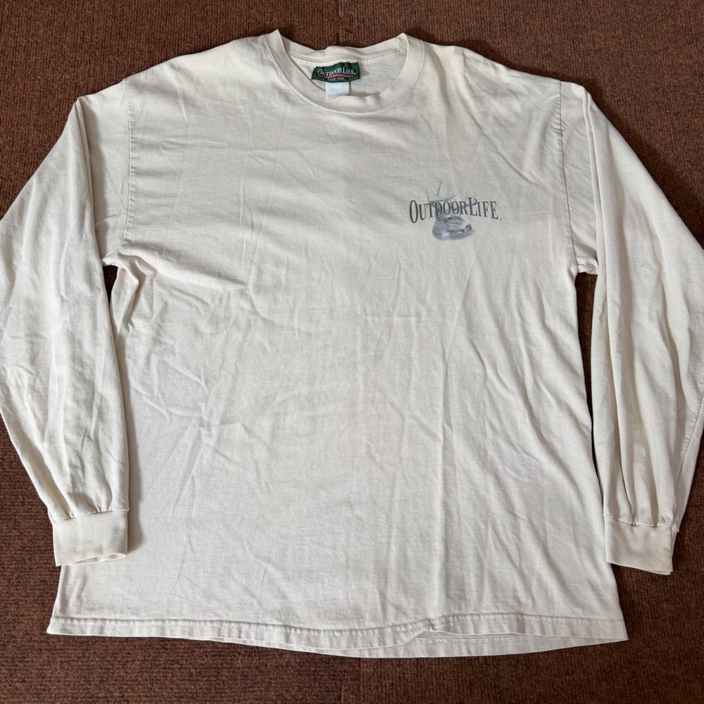 Outdoor Life Legends of the Wild Deer Graphic Long Sleeve T-Shirt Mens Large Tan
